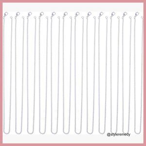 Silver Plated Iron Chain Necklaces 12 Pack 20 Inch Lobster Clasp Jewelry Making